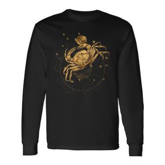 Western Zodiac Golden Cancer The Crab Long Sleeve T-Shirt T-Shirt | Mazezy UK
