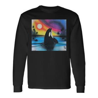 Whale Airbrush Painting Sea Animal Ocean Long Sleeve T-Shirt T-Shirt | Mazezy