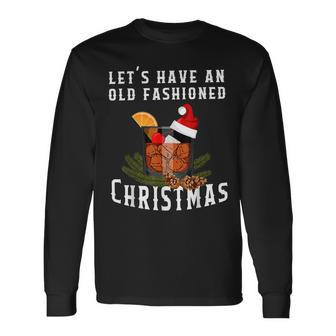 Whiskey Old Fashioned Drinker Bourbon Cocktails Funny Xmas Men Women Long Sleeve T-shirt Graphic Print Unisex - Seseable