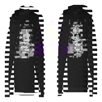 White Tiger Anime Cat Magic Witch Hat Men Women Long Sleeve T-Shirt T-shirt Graphic Print - Thegiftio