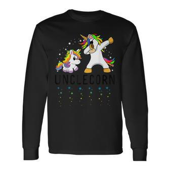White Unclecorn Dabbing Unicorn Uncle Kawaii Birthday Party Long Sleeve T-Shirt T-Shirt | Mazezy