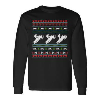 Winter Sports Ugly Sweater Winter Snowmobile Christmas Gift Men Women Long Sleeve T-shirt Graphic Print Unisex - Seseable