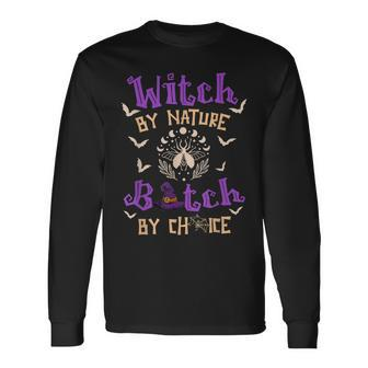 Witch By Nature Bitch By Choice Halloween Costume Men Women Long Sleeve T-Shirt T-shirt Graphic Print - Thegiftio UK