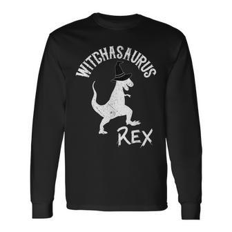 Witchasaurus Rex Funny Witch Dinosaur Halloween Men Women Long Sleeve T-shirt Graphic Print Unisex - Seseable