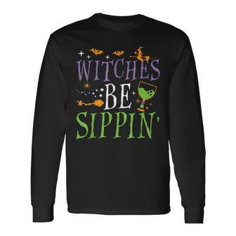 Witches Be Sippin Halloween Drinking Witch Costume Men Women Long Sleeve T-Shirt T-shirt Graphic Print - Thegiftio UK