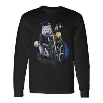 Wolf Riding Chopper Motorcycle In Full Moon Long Sleeve T-Shirt - Seseable