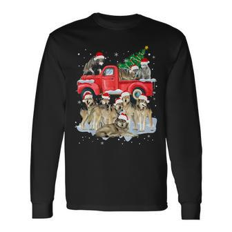 Wolf Riding Red Truck Merry Christmas X Mas Ugly Men Women Long Sleeve T-shirt Graphic Print Unisex - Seseable