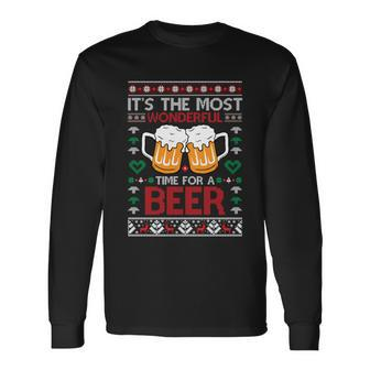 Wonderful Time Beer Ugly Christmas Sweaters Long Sleeve T-Shirt - Monsterry CA