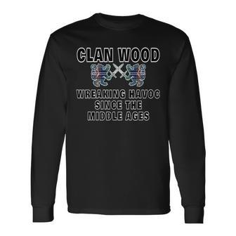 Wood Scottish Scotland Family Clan Name Men Women Long Sleeve T-shirt Graphic Print Unisex - Seseable