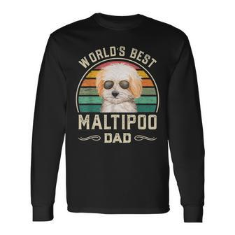 Worlds Best Maltipoo Dad Vintage Dog Dad Long Sleeve T-Shirt - Seseable