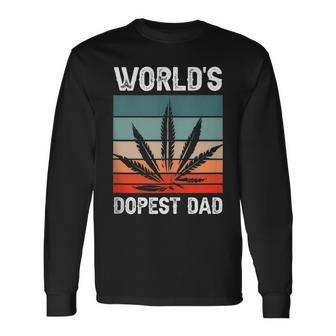 Worlds Dopest Dad Marijuana Cannabis Weed Vintage Long Sleeve T-Shirt - Seseable