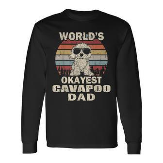 Worlds Okayest Cavapoo Dad Vintage Retro Long Sleeve T-Shirt - Seseable