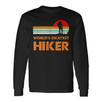 Worlds Okayest Hiker Vintage Retro Hiking Camping Men Long Sleeve T-Shirt - Seseable