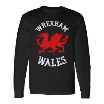 Wrexham Wales Retro Vintage V2 Men Women Long Sleeve T-Shirt T-shirt Graphic Print - Thegiftio UK