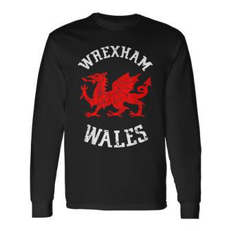Wrexham Wales Retro Vintage V5 Men Women Long Sleeve T-Shirt T-shirt Graphic Print - Thegiftio UK