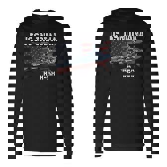 Ww2 American Battleship Uss Indiana Bb-58 Warships Veterans Long Sleeve T-Shirt - Seseable
