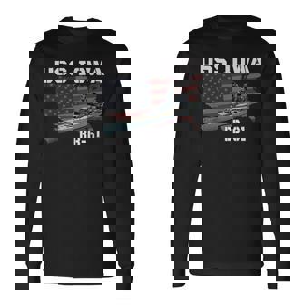 Ww2 American Battleship Uss Iowa Warship Bb-61 Veterans Long Sleeve T-Shirt - Seseable