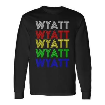 Wyatt Personalized First Name Retro Vintage Style Men Women Long Sleeve T-Shirt T-shirt Graphic Print - Thegiftio UK