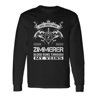 Zimmerer Blood Runs Through My Veins Long Sleeve T-Shirt - Seseable