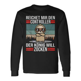 Zocken Reichet Mir Den Controller König Konsole Gamer Langarmshirts - Seseable