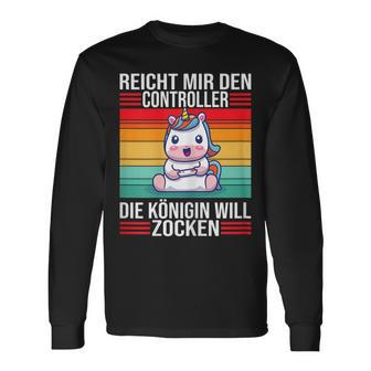 Zocken Reicht Mir Den Controller Königin Ps5 Konsole Gamer Langarmshirts - Seseable