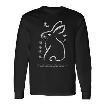Zodiac Traits Happy Chinese New Year Of The Rabbit 2023 Long Sleeve T-Shirt - Thegiftio UK