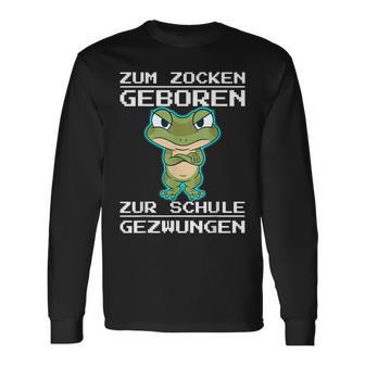 Zum Zocken Geboren Zur Schule Gezwungen Konsole Ps5 Gaming Langarmshirts - Seseable