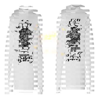 32Nd Birthday Decorations Girl Messy Bun 32 Years Old Bday Long Sleeve T-Shirt | Mazezy