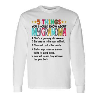 5 Things You Should Know About My Grandma Halloween V2 Men Women Long Sleeve T-Shirt T-shirt Graphic Print - Thegiftio UK