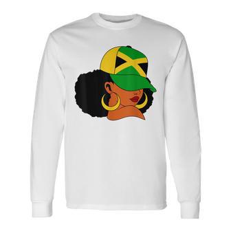 Afro Patriotic Jamaica Flag Jamaica Girls Rock Jamaica Long Sleeve T-Shirt | Mazezy
