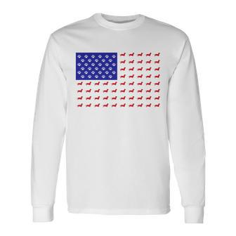 American Flag Dachshund Dog V2 Long Sleeve T-Shirt - Monsterry
