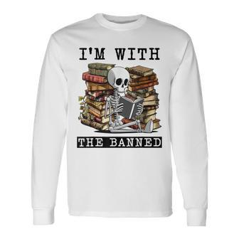 Im With The Banned Read Banned Books Lover Bookworm Long Sleeve T-Shirt | Mazezy