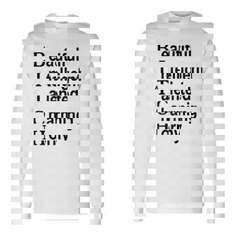 Beautiful Intelligent Talented Charming Horny Bitch Acronym Men Women Long Sleeve T-Shirt T-shirt Graphic Print - Thegiftio