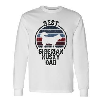 Best Dog Father Dad Vintage Siberian Husky Long Sleeve T-Shirt - Seseable