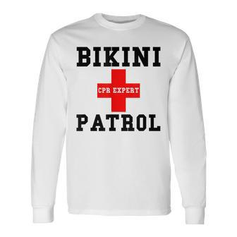 Bikini Patrol Funny Beach Men Women Long Sleeve T-shirt Graphic Print Unisex - Seseable
