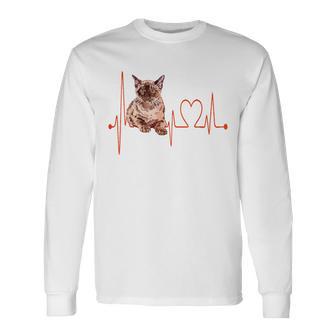 Birmanische Katze Herzschlag Ekg Lustig I Love My Cat Langarmshirts - Seseable