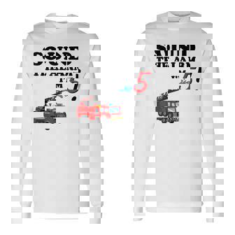 Birthday 5 Year Old Fire Fighter Truck 5Th Bday Long Sleeve T-Shirt | Seseable CA