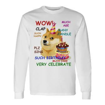 Very Birthday Doge Wow Doge Birthday Long Sleeve T-Shirt - Seseable