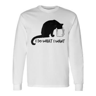 Black Cat Do What I Want Red Cup My Cat Long Sleeve T-Shirt - Seseable