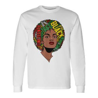 Black Woman Junenth 1865 Freedom Afro African American Long Sleeve T-Shirt T-Shirt | Mazezy