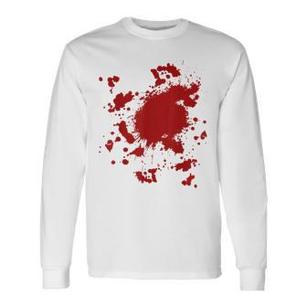 Blood Splatter Costume Gag Fancy Dress Scary Halloween Men Women Long Sleeve T-Shirt T-shirt Graphic Print - Thegiftio UK