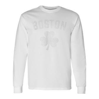 Boston St Patricks Day Pattys Day Shamrock Long Sleeve T-Shirt - Seseable