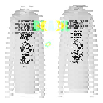 Brazil Flag Soccer Jersey Football Graphic Men Women Long Sleeve T-Shirt T-shirt Graphic Print - Thegiftio