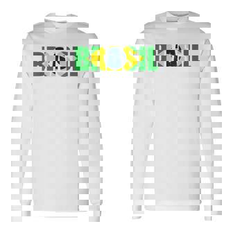 Brazil Football Fans Flag Brazil Sport National Pride Men Women Long Sleeve T-Shirt T-shirt Graphic Print - Thegiftio