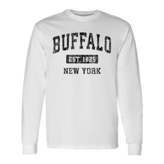 Buffalo New York Ny Vintage Sports Design Black Design Men Women Long Sleeve T-shirt Graphic Print Unisex - Seseable