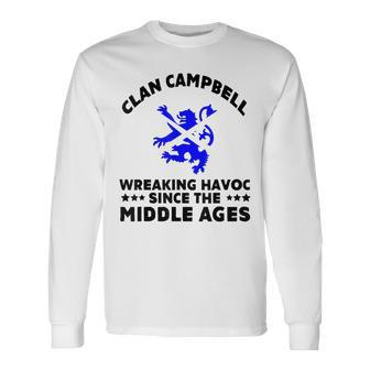 Campbell Scottish Kilt Family Clan Scotland Name Men Women Long Sleeve T-shirt Graphic Print Unisex - Seseable