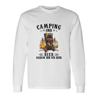Camping und Bier Herren Langarmshirts, Lustiges Outdoor Freizeitshirt - Seseable