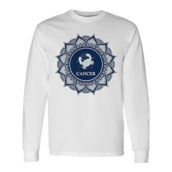 Cancer Mandala Zodiac Sign Long Sleeve T-Shirt T-Shirt | Mazezy