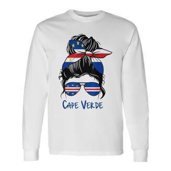 Cape Verde Girl Cape Verdean Girl Cabo Verde Woman Flag Long Sleeve T-Shirt T-Shirt | Mazezy