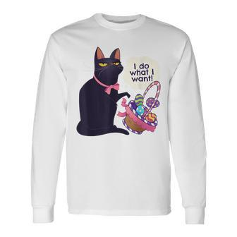 Cat Easter What I Want Easter Basket Stuffers Long Sleeve T-Shirt T-Shirt | Mazezy